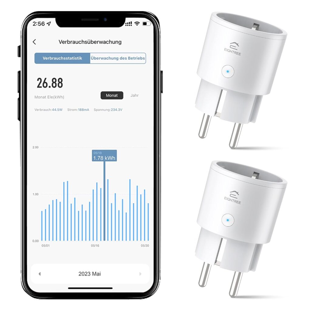 Enchufe Inteligente Alexa, Enchufe Wi-Fi Medidor Consumo