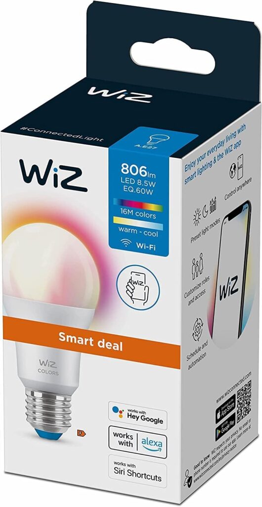 WiZ - Bombilla LED Inteligente Wi-Fi, casquillo E27,  A60 8,5 W